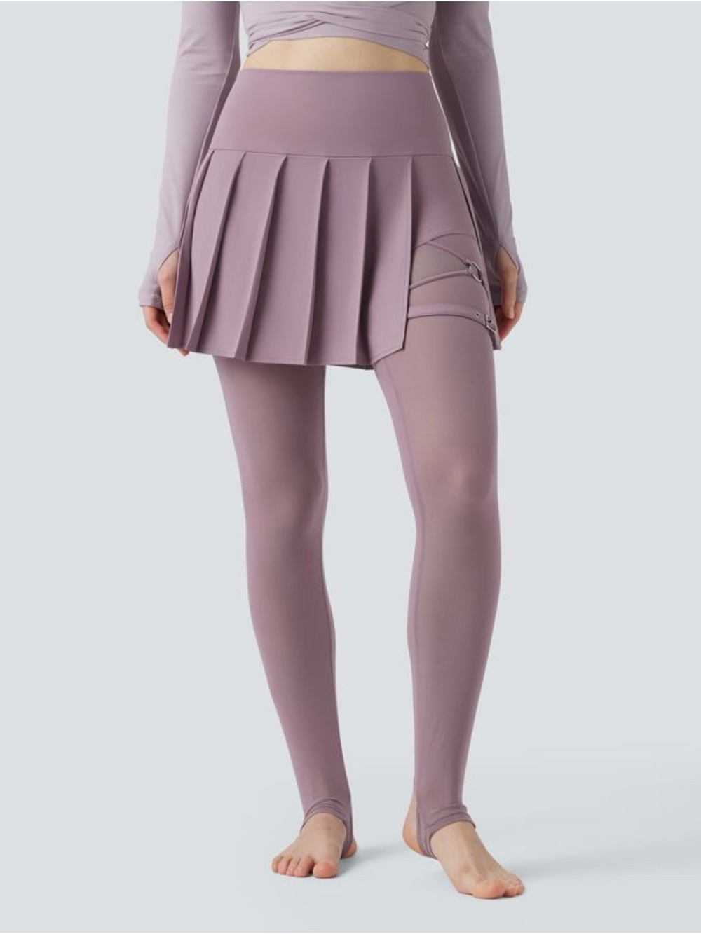 Halara Breezeful™ High Waisted Pleated 2-in-1 Dance Stirrup leggings large